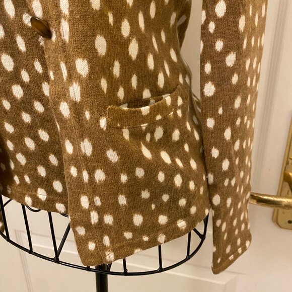 Vintage Iceberg Tan and Cream Doe Animal Print Cardigan Shell Set Size X-Small - Picture 2 of 8